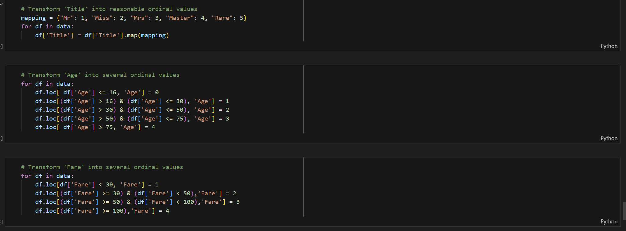 Feature Engineering(Ordinal Labeling)